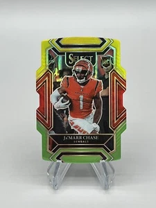 2021 Ja'Marr Chase Select Green Yellow Die-Cut Club Level Rookie RC #247 Bengals - Picture 1 of 2