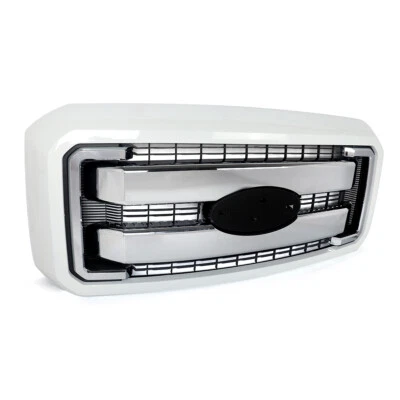 For 2011-2016 Ford F250 F350 Oxford White & Chrome Front Bumper Grille Assembly Foto 1 de 4
