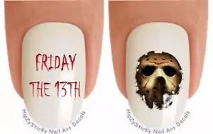 Nail Art H722 HALLOWEEN Friday the13th Mask WaterSlide Nail Decals Transfers - Picture 1 of 2
