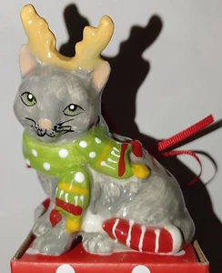Ceramic Christmas Cat Ornament - Picture 1 of 5