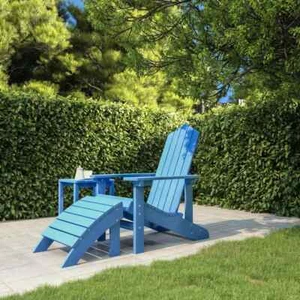 Patio Adirondack Chair with Footstool HDPE Aqua Blue vidaXL - Picture 1 of 7