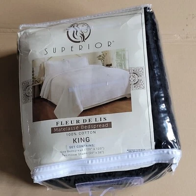 Superior Diamond Solitaire Jacquard Matelassé 100% Cotton Black Bedspread, King