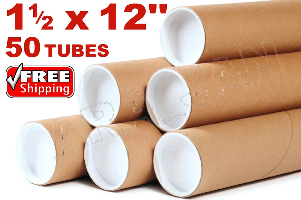 1.5 x 12" Kraft Tubes Poster Document Graphics Mailing Shipping Packing Tube 50p - Image 1 of 1