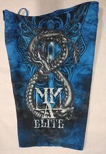 MMA Elite Men’s graphic dragon Board Shorts Swim Trunks M Medium blue Logo