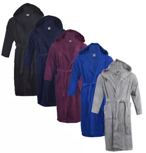 Para hombres damas 100 % algodón con capucha toalla terry toalla bata de baño vestido S/M L/XL - Imagen 1 de 7