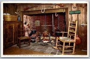 Vtg Salem Massachusetts MA Old Kitchen House of the Seven Gables Postcard - Picture 1 of 2