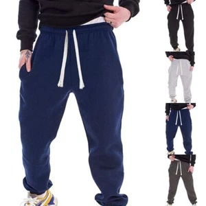Men's Fleece Jogger Sweatpants Loose Fit Casual Trousers Comfort Athletic Pants - Picture 1 of 14