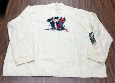 Raro Nuevo Con Etiquetas De Colección Lauren por Ralph Lauren Blanco Esquí Gráfico Suéter Talla 3X Foto 1 de 4