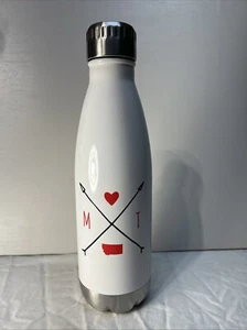 Botella de agua aislada al vacío White Love Montana EE. UU. tapa giratoria - Imagen 1 de 6