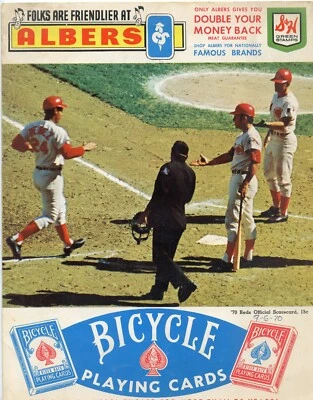 Cincinnati Reds 1970 Scorecard vs. Giants WILLIE MAYS HR Crosley Field Pepsi KOA - Image 1 of 4
