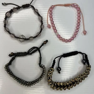 Lote Pulseras Retro Cristales Tela Palanca Cuentas Vidrio Cuarzo Rosa - Imagen 1 de 6