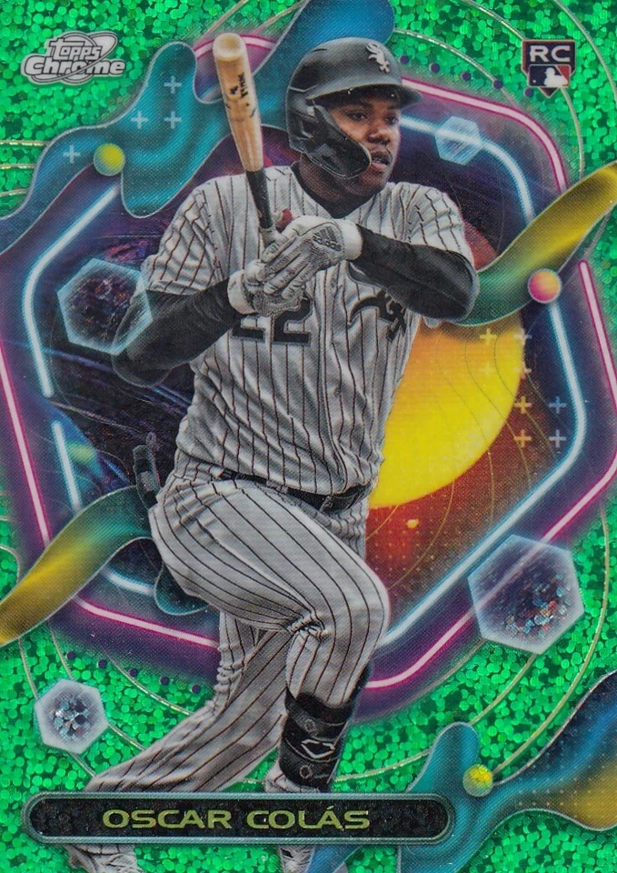 OSCAR COLAS /75 TOPPS CHROME COSMIC GREEN SPACE DUST REFRACTOR RC WHITE SOX 2023 - Image 1 of 1