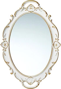 Vintage Oval Wall Mirror 10x14.5 – Ornate White Hanging Decor for Bedroom... - Picture 1 of 8