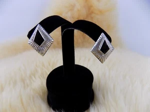 VINTAGE MEXICAN STERLING SILVER ONYX EARRINGS MARKED ND 925 # DBW - Picture 1 of 7