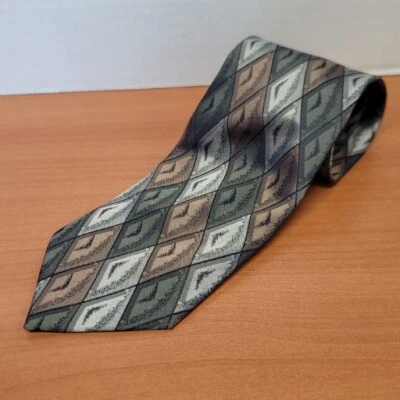 Gravata masculina Town Craft cobre metálico abstrato geométrico seda 56" x 3,75" - Imagem 1 de 3