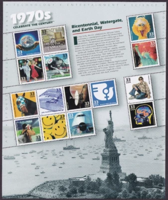 Scott #3189 33¢ 1970s Celebrate the Century Sheet of 15 Stamps - Sealed - Image 1 of 3