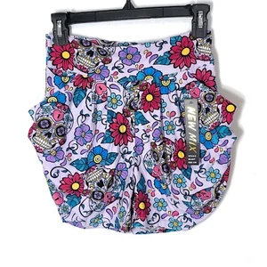 NWT New Mix Womens Sugar Skull Shorts Size Sm/Med POCKETS Summer Gift - Picture 1 of 6