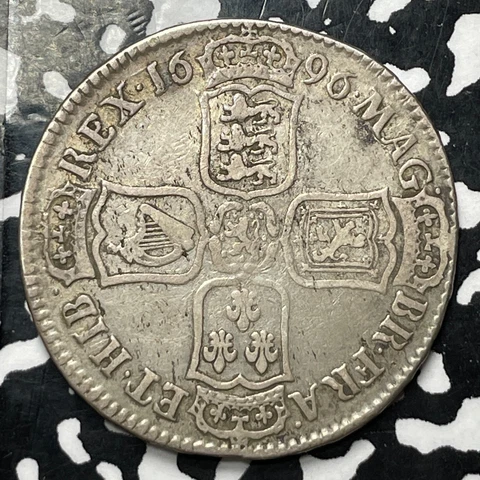 1696 Great Britain William III 1/2 Crown Lot#JM5360 Silver! Cover