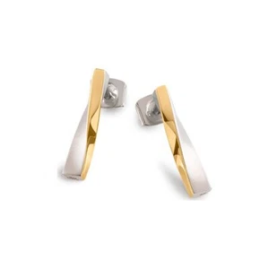 BOCCIA women's jewelry stud earrings pure titanium two-tone satin polished 05035-03 - Picture 1 of 1