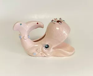 Carrito de tocador de cerámica Kreiss & Company rosa estrás ballena *tal cual* ¡RARO! - Imagen 1 de 13