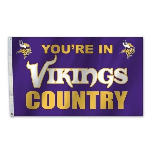 Minnesota Vikings Logo "You're In Vikings Country" Flag 3x5- With Grommets NFL Cover