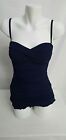 YOUR PROFILE TUTTI FRUTI SKIRTED RUCHED HALTER ONE PIECE SWIMSUIT BLUE SZ 8 $128