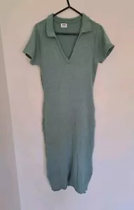 Khaki Green Collared V Neck Midi Bodycon Dress Size 12 Medium $4 EXPRESS - Picture 1 of 2