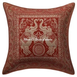 Home Decor Pillow Cover Brocade Jacquard Elephant Cushion Cover 16 x 16 in - Picture 1 of 5