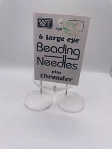 Vintage 6 Large Eye Beading Needles Plus threader # 89 - Picture 1 of 7