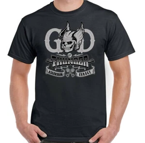 Biker T-Shirt Motorbike Motorcycle Bike Viking God of Thunder Mens Gym - Picture 1 of 2