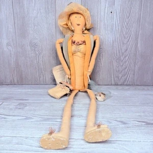 Vintage carmen Manago art Cloth Doll beach doll with bag and shells decoration - Picture 1 of 16