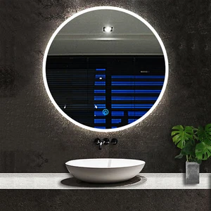 LED Bathroom Mirror with Lights Illuminated Demister Pad Wall Mounted Round - Picture 1 of 11