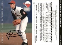 Justin Morneau Signed 2001 Grandstand Quad Cities River Bandits #NNO RC Card