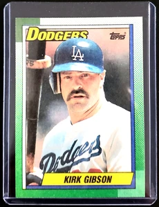 ERROR Kirk Gibson LA Dodgers 1990 Topps MLB Baseball Card #150 - Misprint Black - Picture 1 of 14
