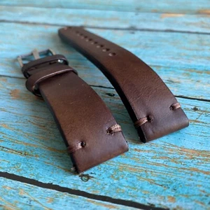 18 mm MARRÓN Cumberland Side Canyon Reloj Correa de Cuero MARRÓN Costuras - Imagen 1 de 10