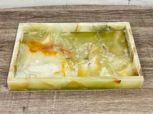 Grüner Onyx rechteckiges Serviertablett, waschmittelsicher & leicht zu reinigen, 12" x 8" - Bild 1 von 10