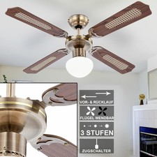 Decken-Ventilator mit Zugschalter Beleuchtung Büro Wind Lüfter Lampe GLOBO 0309