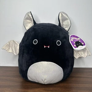 NWT Squishmallows 12” Emily Bat Halloween Plush Silver Sparkly Ears Belly Wings - Picture 1 of 9