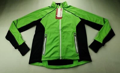 Chaqueta Sugoi Mujer Pequeña Verde Brillante/Negro Manga Larga Agujeros para Pulgar Cremallera Completa Nueva Foto 1 de 4