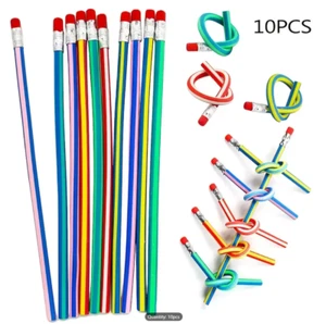 10 Pieces 7" Bendy Flexible Pencil With Eraser For Kids Writing School Student - Picture 1 of 3