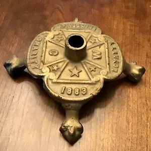 Antik Vintage 1883 Freimaurer Flaggenhalter Gusseisen Sockel Freimaurer 1800er Jahre Klauenfuß - Bild 1 von 4