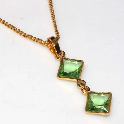 Golden Peridot Faceted Necklace 17" Gifts For Women GW - Image 1 of 3