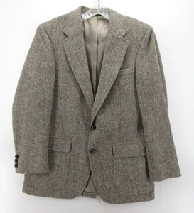 VINTAGE Harris Tweed Sport Coat Men 38 Gray Handwoven Blazer Unstructured Wool - Picture 1 of 15
