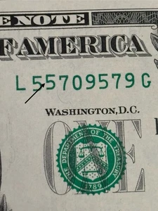 2021 Uncirculated S.F. $1 Bill Stuck Digit High 55 Gas Pump Error Odds Only Note - Picture 1 of 3