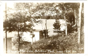 Long Lake WI Glimpse of the Lake in Belvidere Park RPPC 1932 - Picture 1 of 1