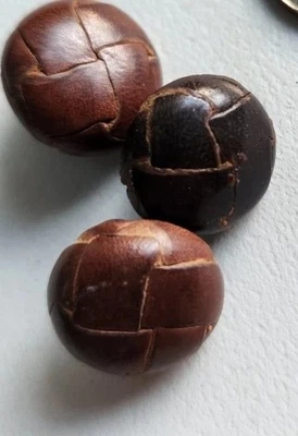  Brown Leather Replacement Buttons 3 Small  - Image 1 of 4
