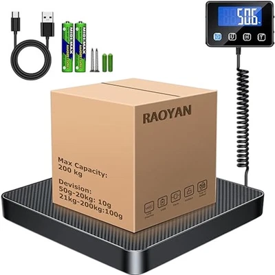 RAOYAN Digital Postal Scale 200kg USB Rechargeable LCD Display Accurate - Image 1 of 3