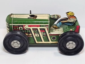 Vintage MARX Tin Litho Wind Up Green Farm Tractor - Works! - Picture 1 of 7