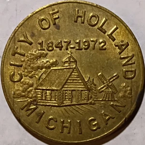 Holland, Michigan - City of Holland Parkuhr Medaille 1847-1972 Messing - Bild 1 von 2