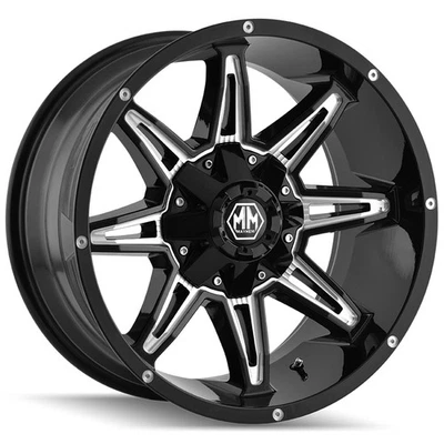 Mayhem 8090 Rampage 20x10 8x6.5" -25mm Black/Milled Wheel Rim 20" Inch - Изображение 1 из 4